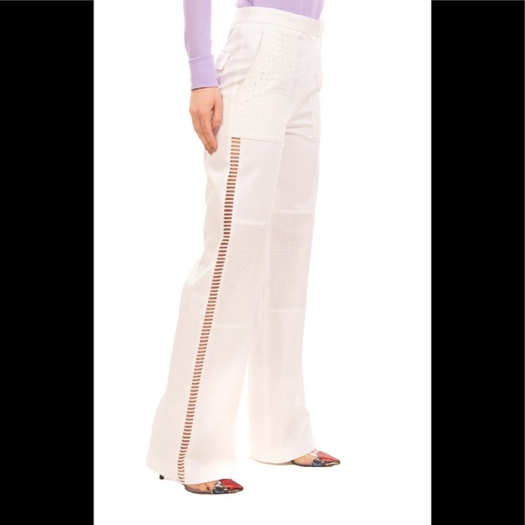 Belstaff Size US 2/EU 36 White Trousers With Eyelet And Side Cut Out Details - Picture 2 of 11